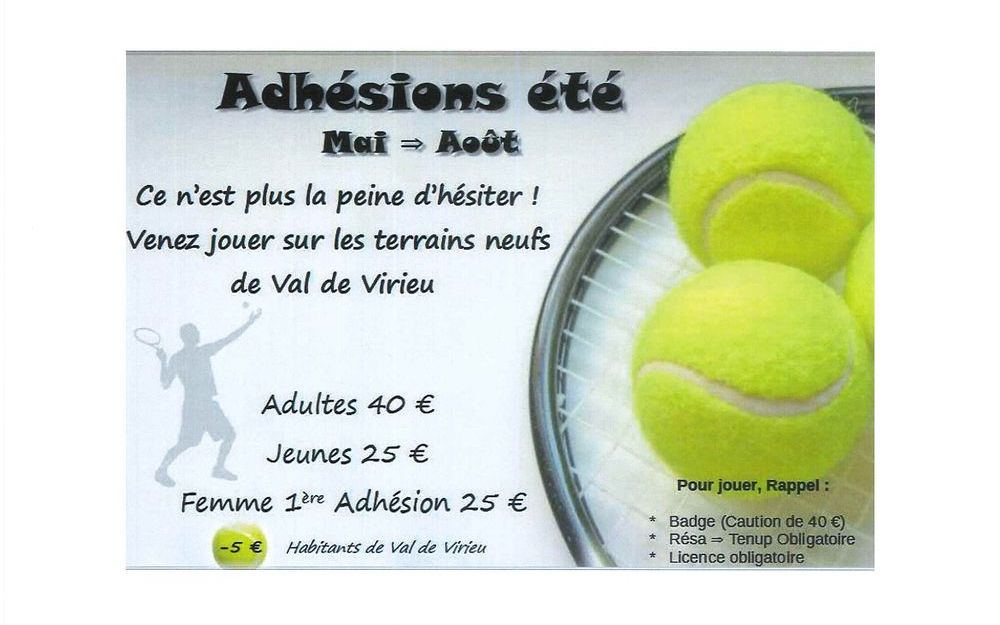 TENNIS : Adhésions été